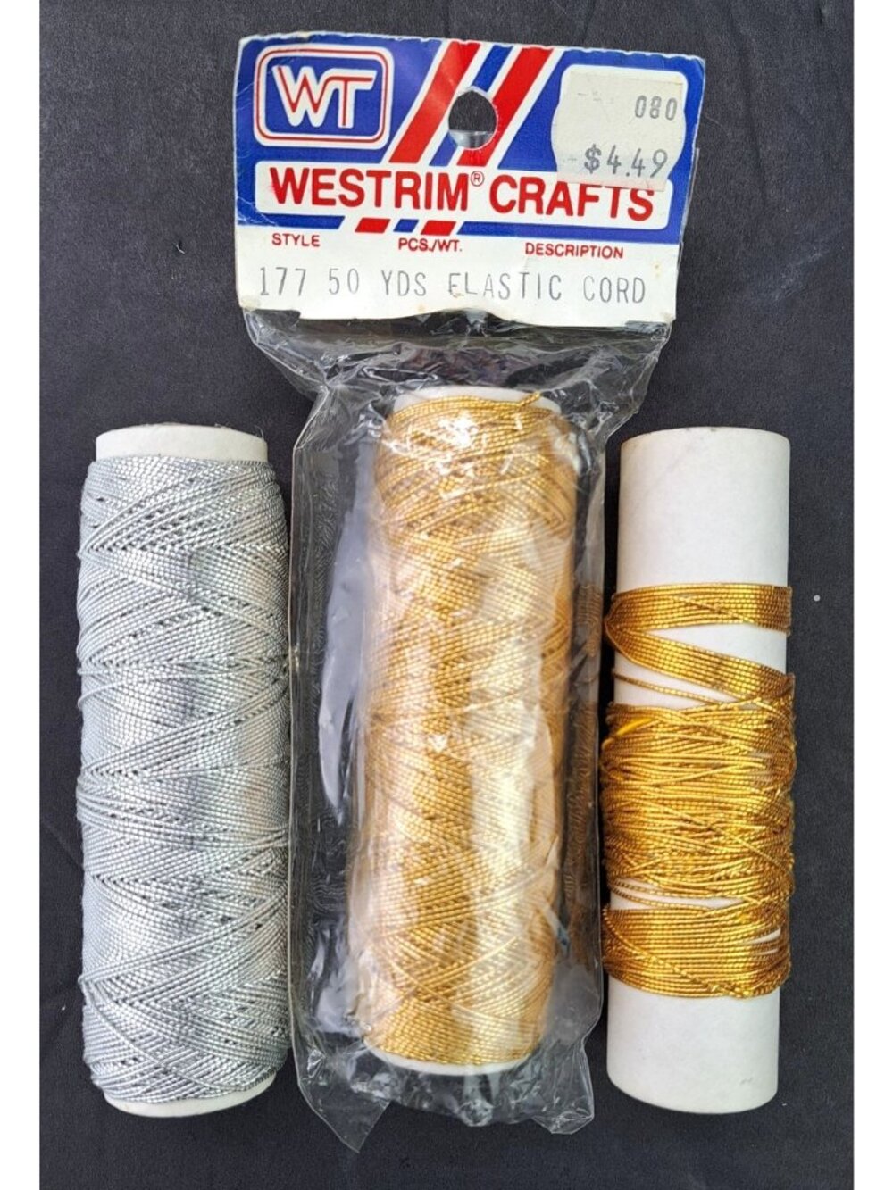 Vintage Westrim Metallic Elastic Cord 100+ Yards Gold & Silver Craft Supplies